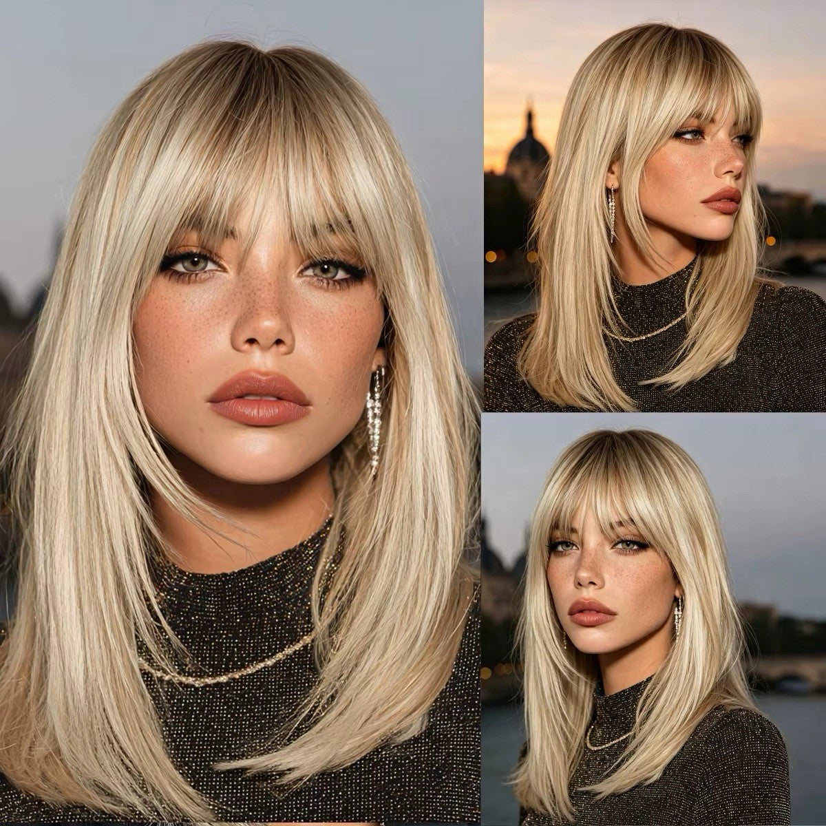 Blonde Wig with Bangs - 22 Inch Halloween Costume Wig for TikTok Baddies