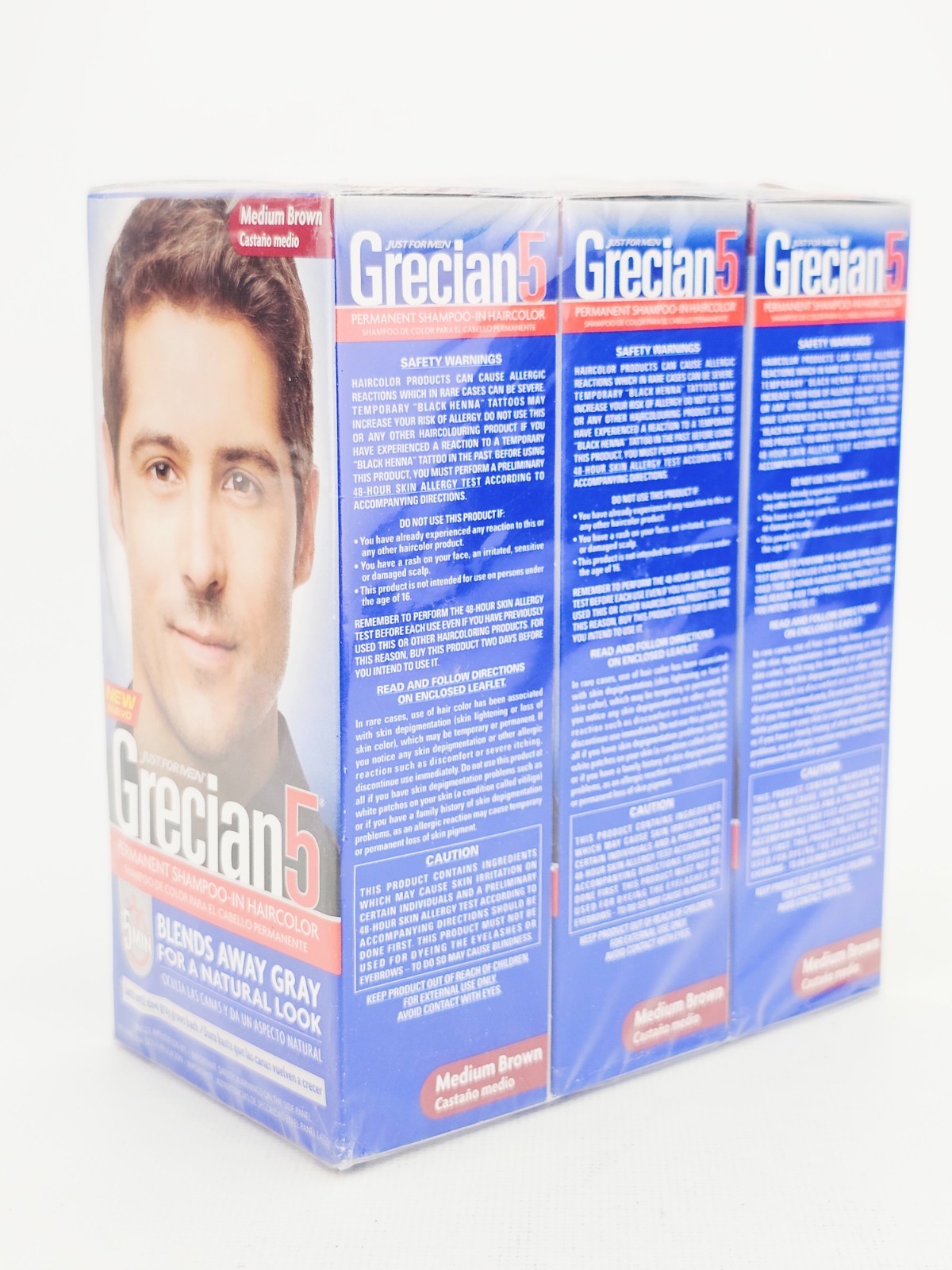 Grecian5 Medium Brown Permanent Hair Color Shampoo for Men