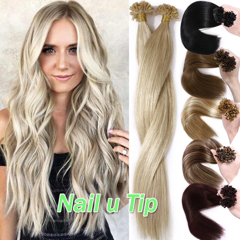 Remy Hair Extensions Keratin Bond Pre Bonded Hair Tips 16-22 Inch 100G
