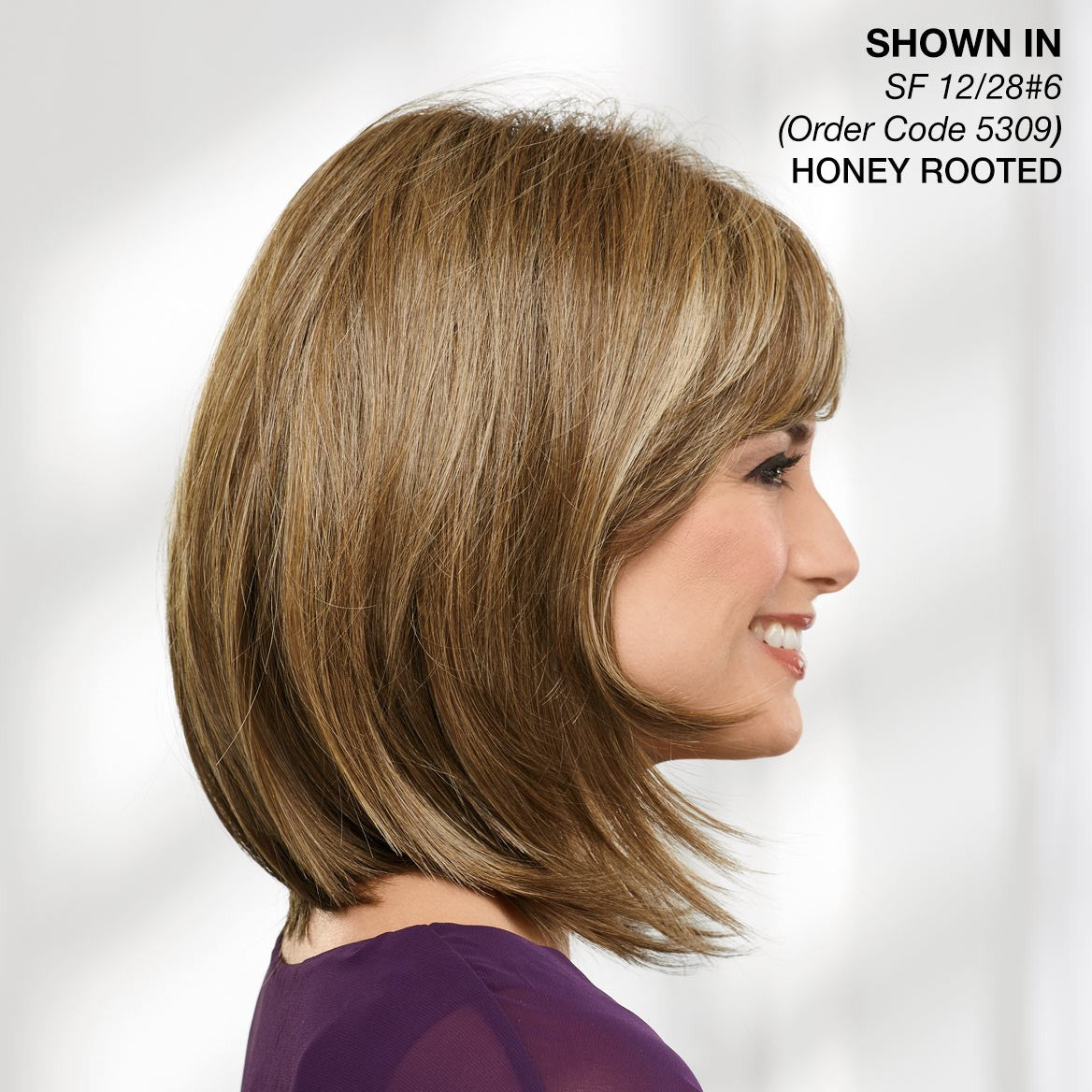 Heat-Resistant Mid-Length Bob Wig with Side-Swept Bangs - Honey Rooted