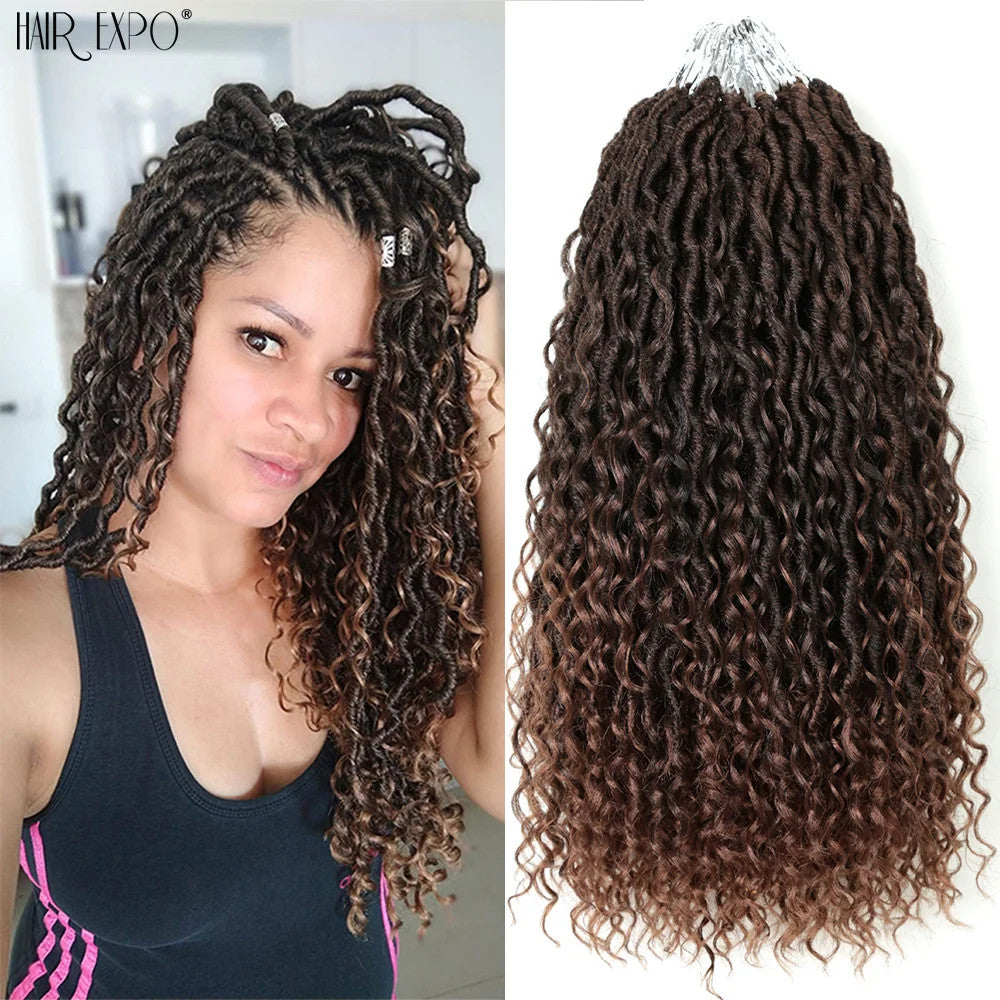 Synthetic Curly Faux Locs Crochet Hair Extensions for Women