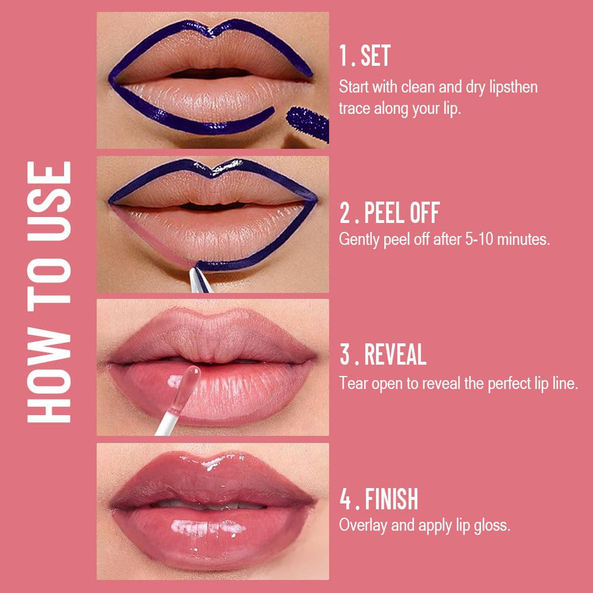Hydrating Peach Pink Lip Stain & Plumping Lip Oil - Long-Lasting Gloss