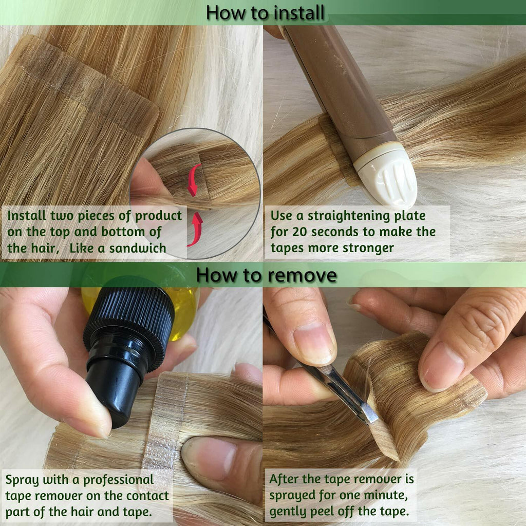 Remy Human Hair Extensions Tape-In Full Head Highlight 100% Thick & Natural