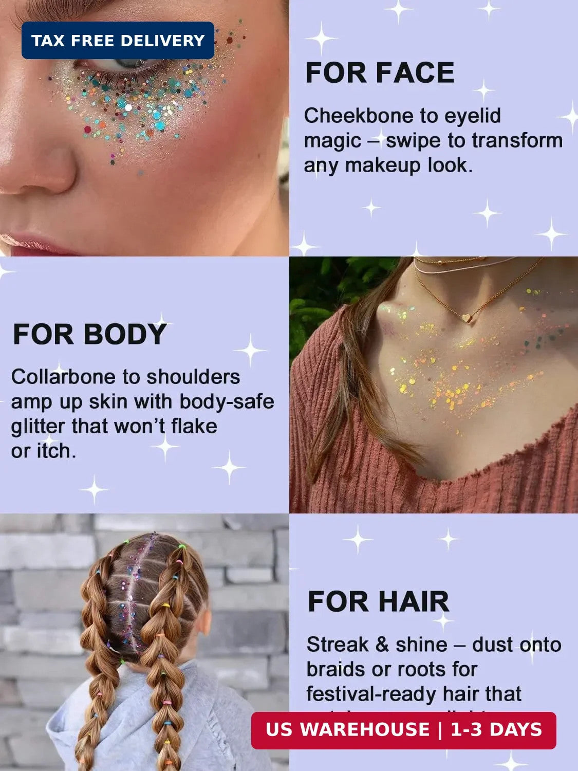 12 Colors Face & Body Glitter Gel Set - Holographic Makeup for Rave & Festival