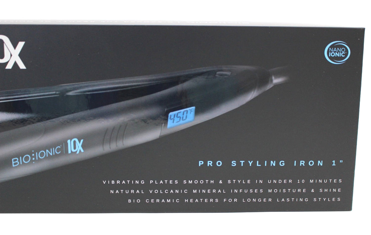 Bio Ionic 10X Pro Flat Iron 1-Inch Vibrating Plates Hair Styling Tool