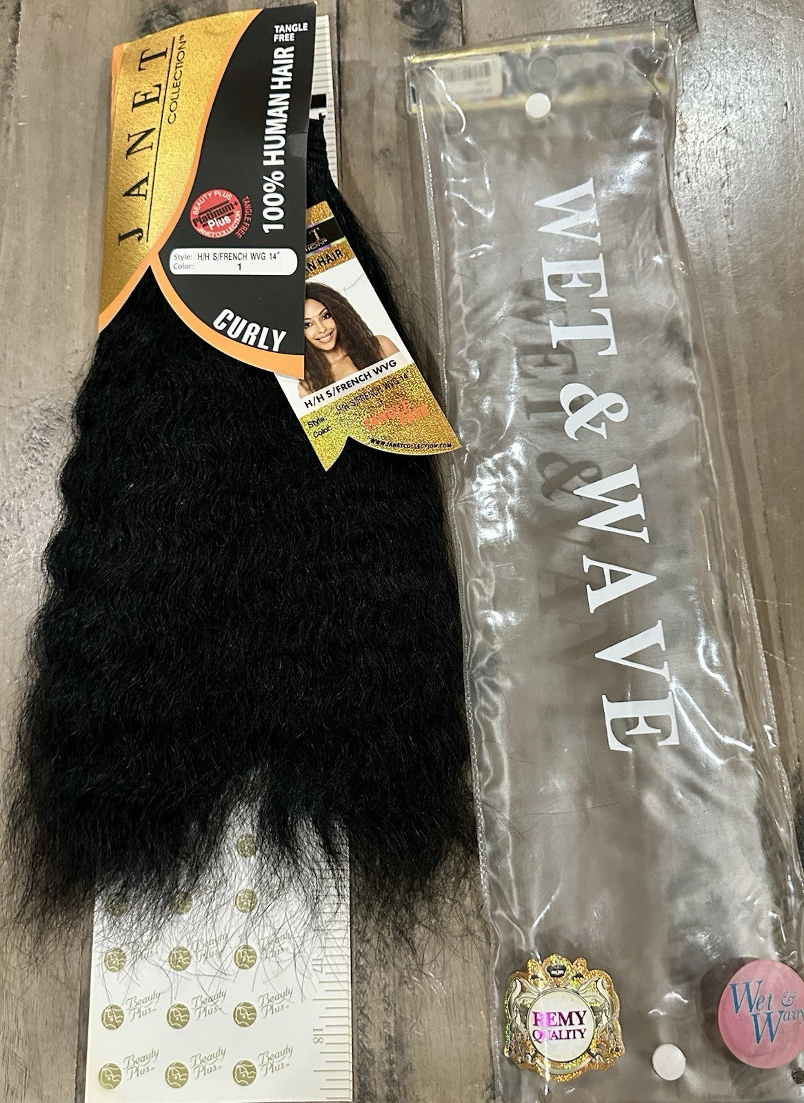 14-Inch Human Hair French Wavy Wig in Color 1 - Janet Collection