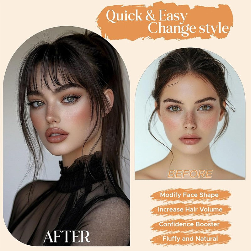 Clip-In Bangs Hair Topper for Women - Human Hair, 360° Clip-In Style