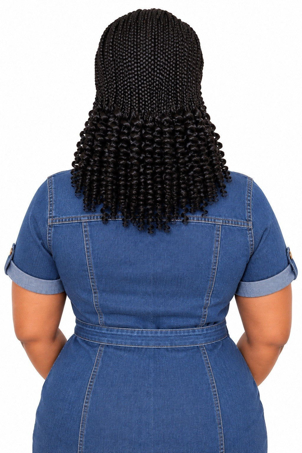 Half-Braided Cornrow Lace Front Wig with Deep Curly Back - Protective Style
