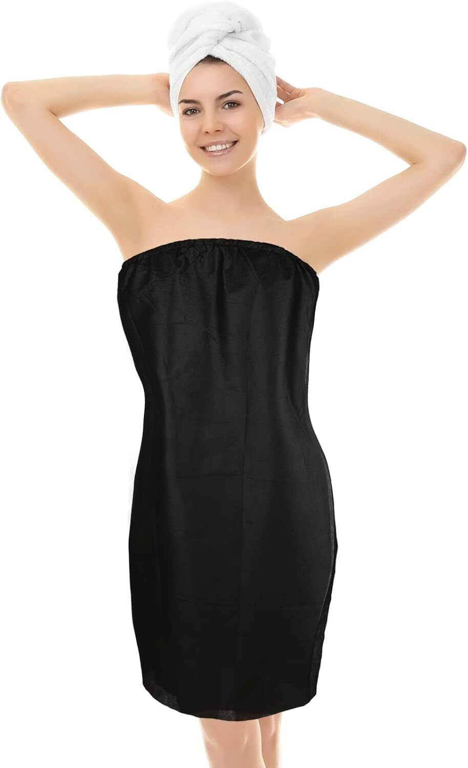 Disposable Spa Wraps for Women - 16 Black Non-Woven Bathrobe Robes