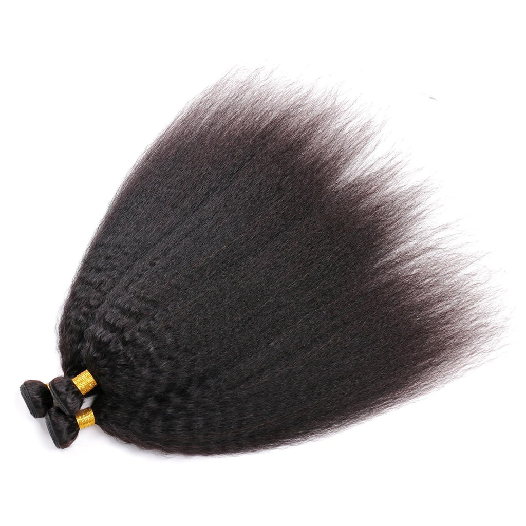 Brazilian Kinky Straight Human Hair Weave Bundles 18 Inch - Virgin Hair