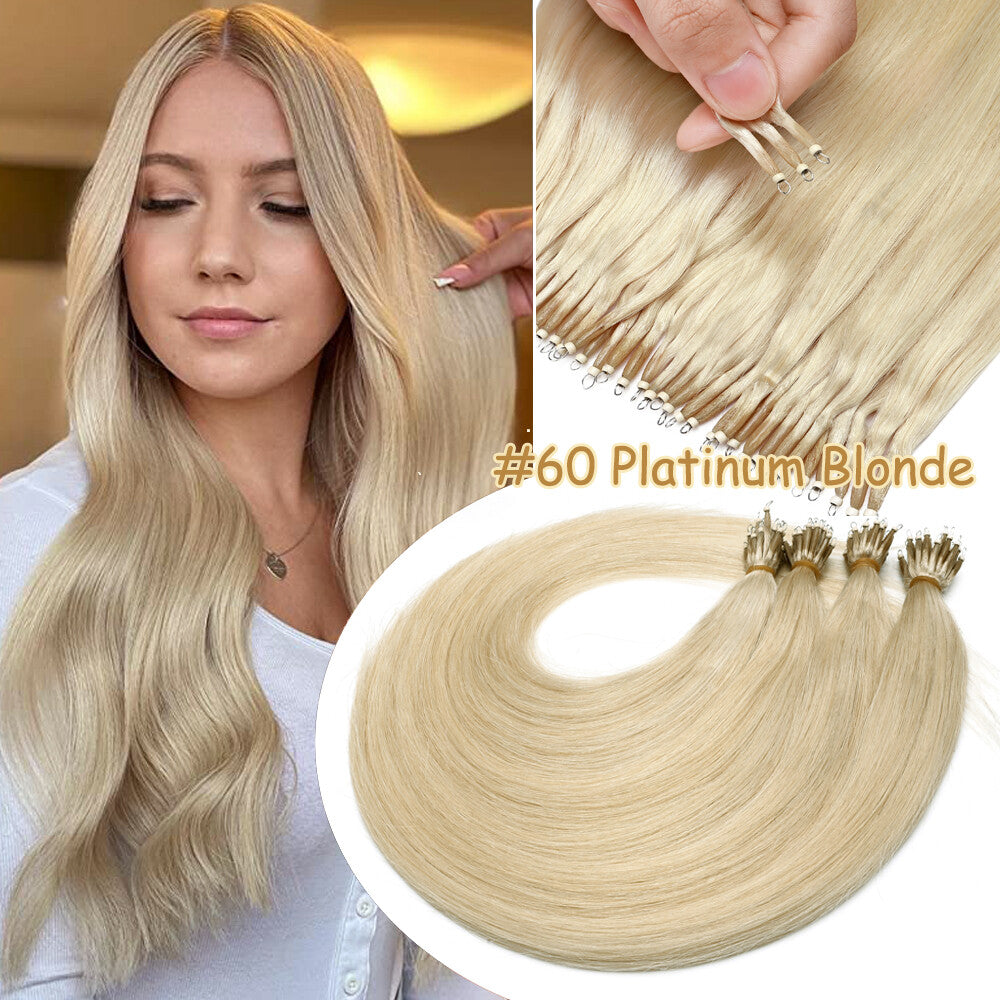 150PCS Thick Remy Human Hair Extensions Nano Beads Double Drawn 14-24 Inch