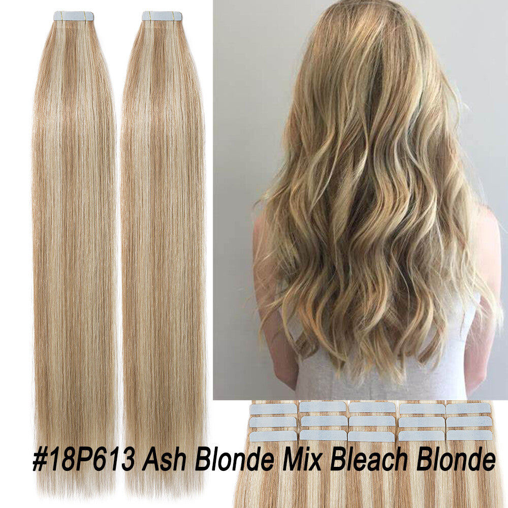 100% Human Hair Tape-In Extensions Full Head Body Wave & Straight Styles