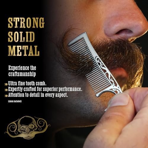 Mustache Wax Extra Strong Hold & Metal Comb Kit - Beard & Lip Balm Set