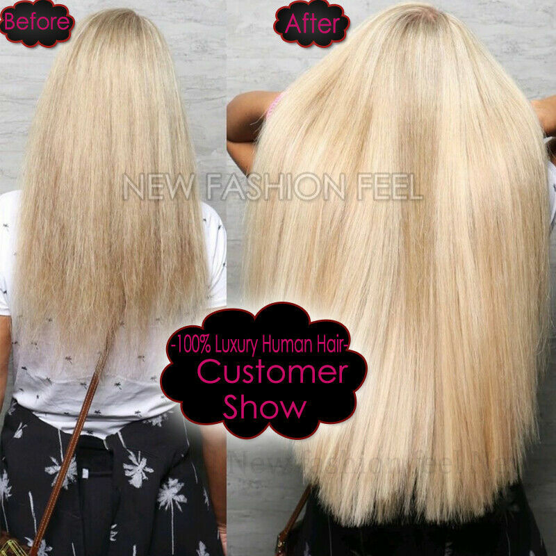 Thick Human Hair Clip-In Extensions Full Head Double Weft Remy Hair