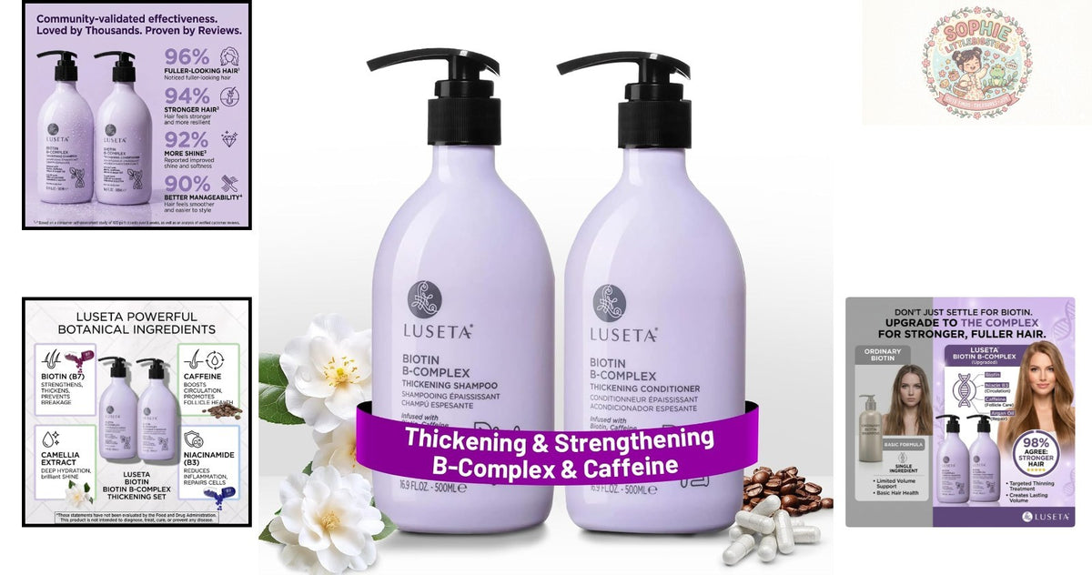 B-Complex Hair Care Set with Biotin & Argan Oil for Thinning Hair - 2x16.9oz