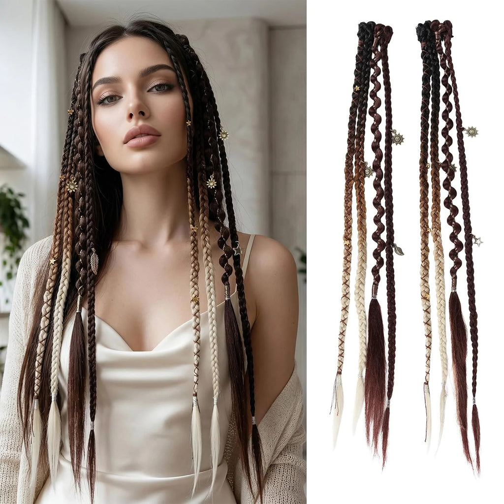 16-Inch Clip-In Dreadlocks Hair Extensions for Women - Natural Look