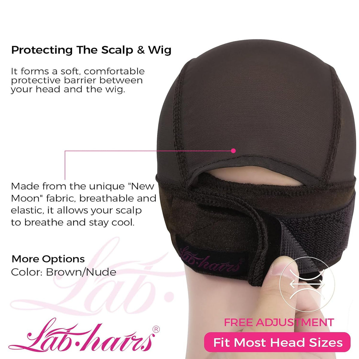 Wig Grip Cap for Women with Lace Edge Non-Slip Band Brown