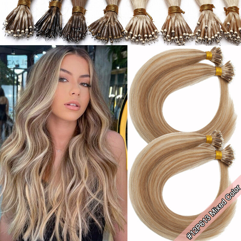 100G Nano Ring Hair Extensions - Real Human Hair, Ombre, Thick & Tangle-Free