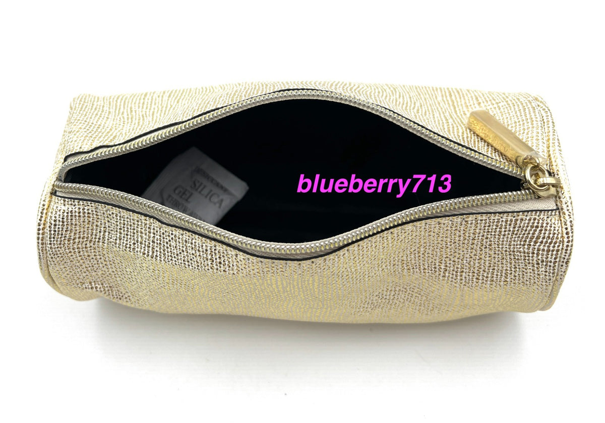 2 Gold Cosmetic Makeup Bags Clutch Pencil Cases Travel Organizer