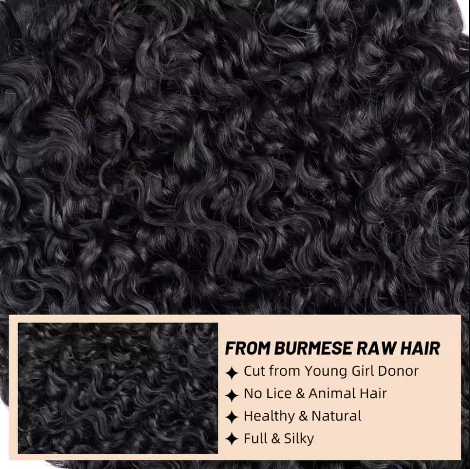 16-Inch Burmese Curly Human Hair Bundle with Double Weft - Virgin, Full Density