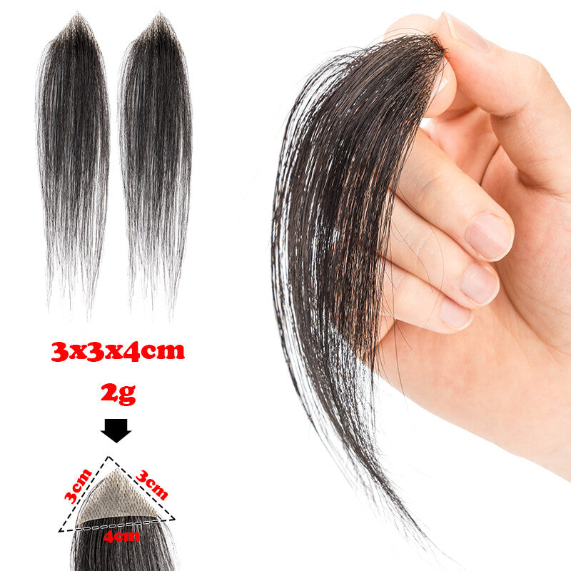 100% Remy Human Hair Mini Hairpieces for Men Temple Hairline Replacement