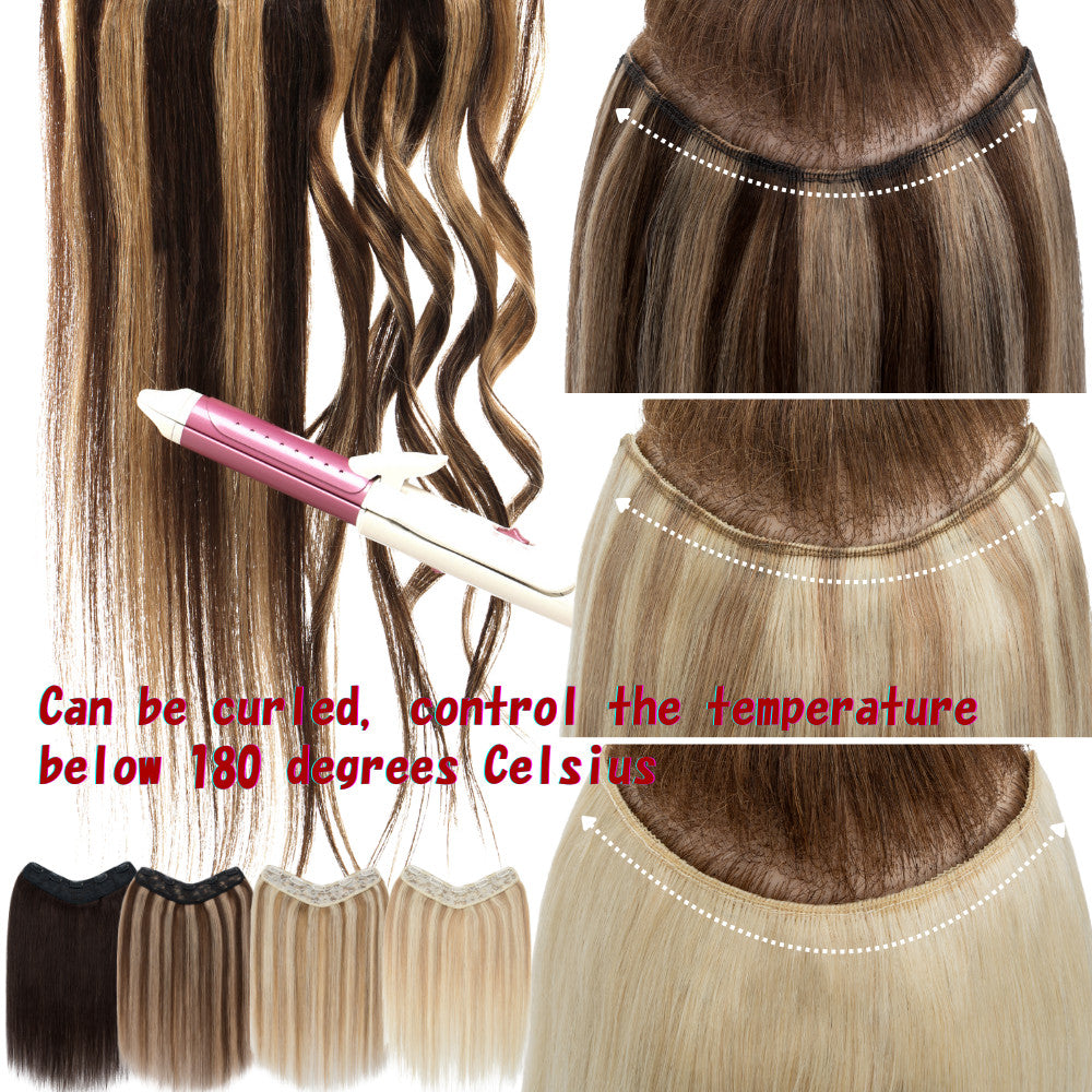 V Shape Clip-In Human Hair Extensions Full Head - Blonde, Remy Virgin