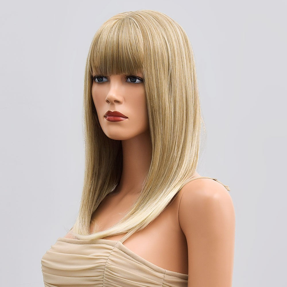 Ash Blond Short Straight Costume Wig with Fringe for Halloween