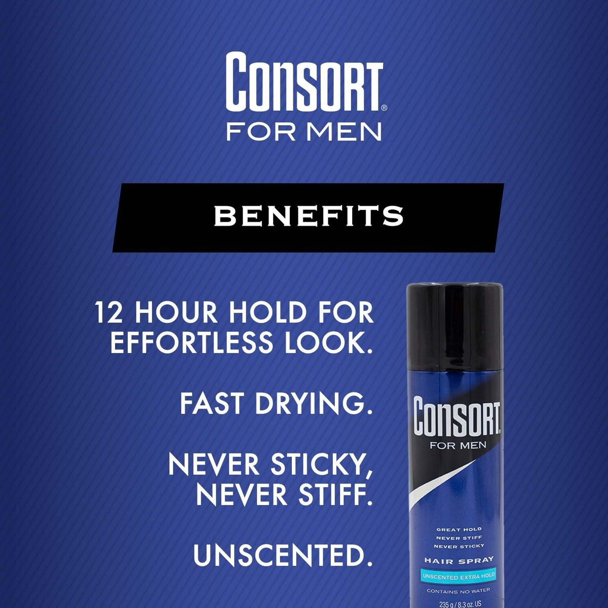 Consort Men's Unscented Extra Hold Hair Spray - 8.3 oz Pack of 3