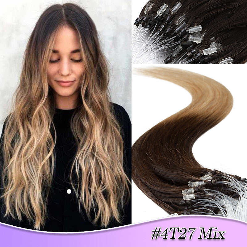 Micro Ring Human Hair Extensions - Remy Straight Microlink Beads, Multiple Lengths & Colors