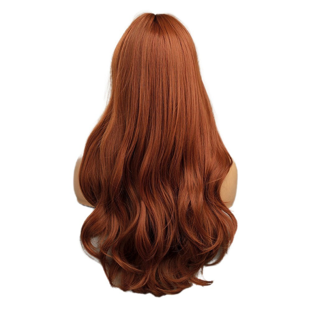 Long Wavy Red Heat-Resistant Synthetic Wig with Bangs for Cosplay