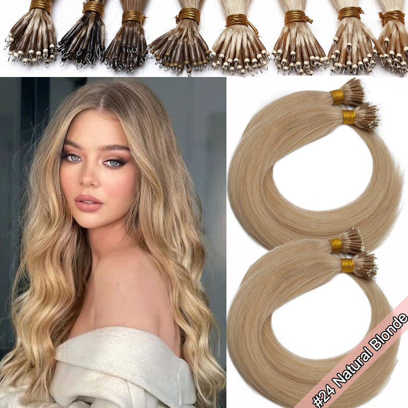 100g Nano Ring Hair Extensions - Real Human Hair, Micro Beads, Balayage Options