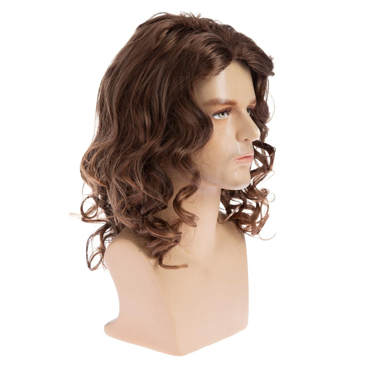 Brown Curly Synthetic Wig for Men - 17-Inch Party & Everyday Use