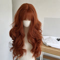 Red Long Wavy Synthetic Hair Wig with Bangs - Heat Resistant Dress Up Hairpiece