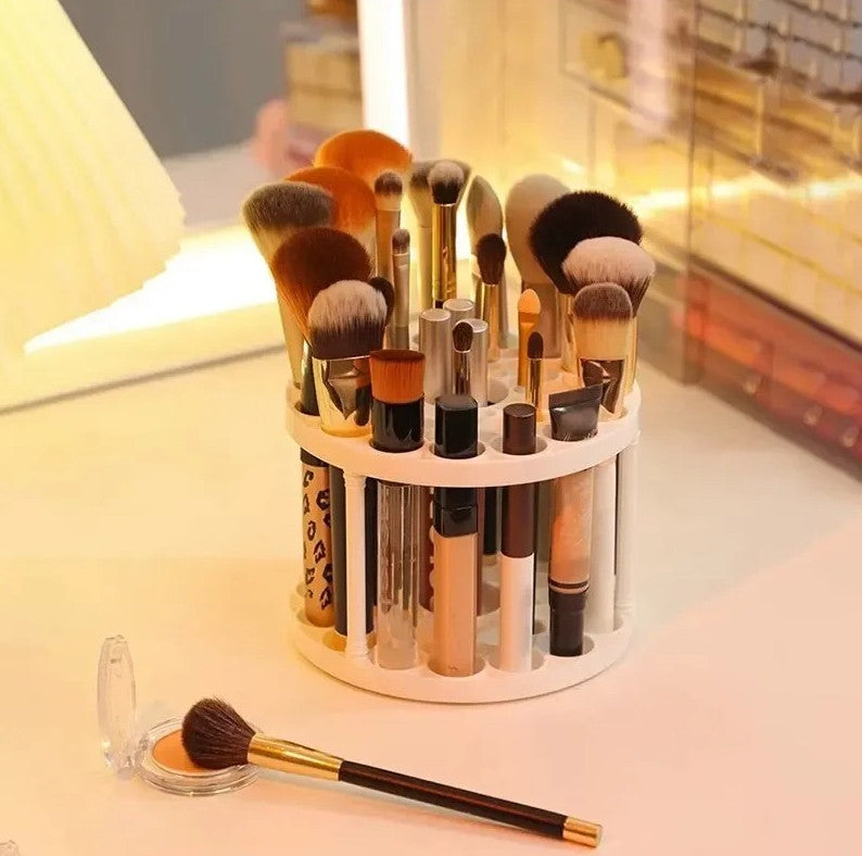 Rotating Makeup Brush Storage Rack Desktop Organizer Cosmetic Holder Box