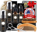 Barber Grooming Kit with Beard Oil, Balm, Cleaner, Brush & Comb - Unisex
