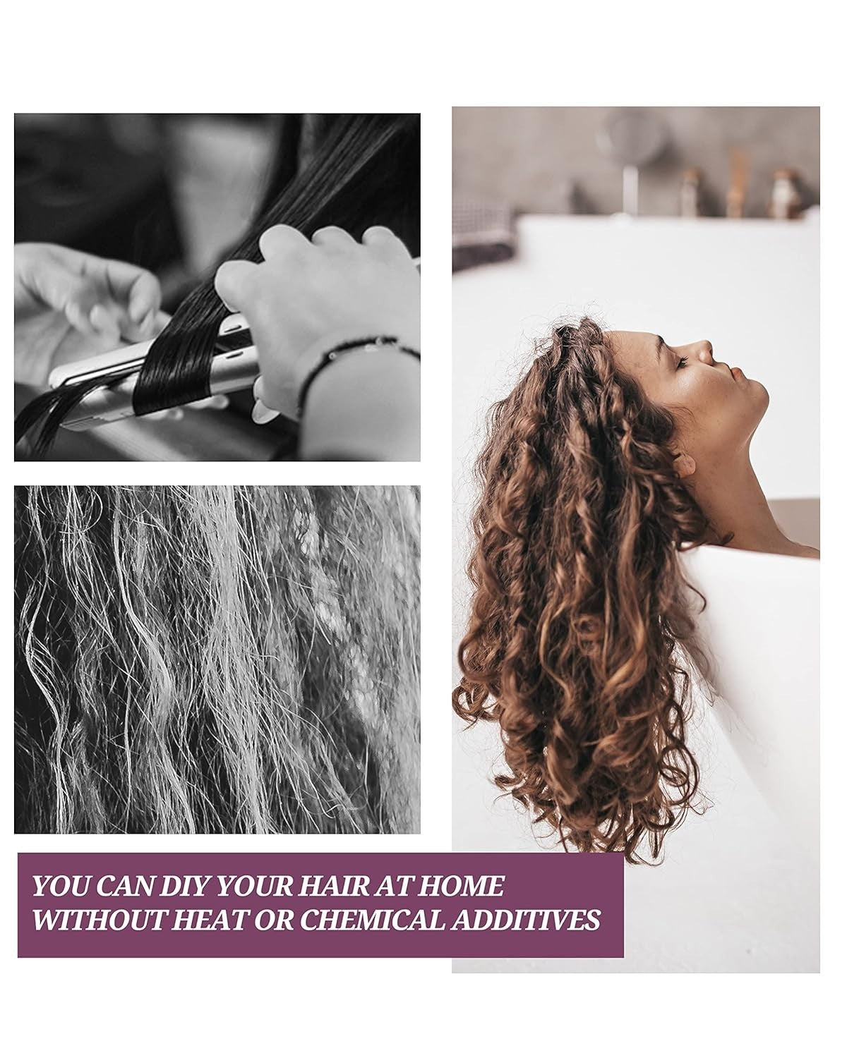 60 Purple Hair Perm Rollers for Natural Hair, Reusable & Safe