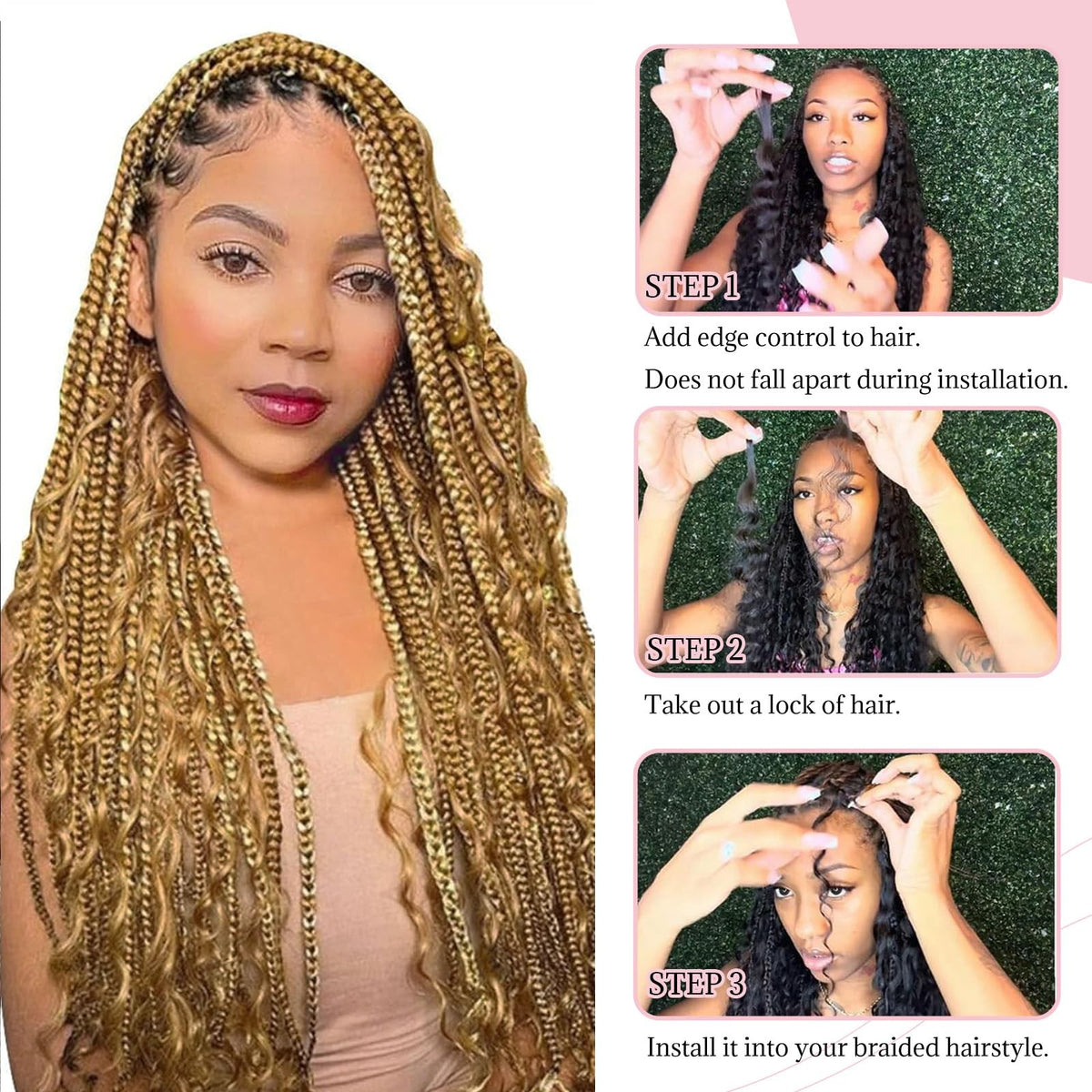 Belaved Curly Water Wave Braiding Hair Honey Blonde 20 Inch 2 Bundles 100g