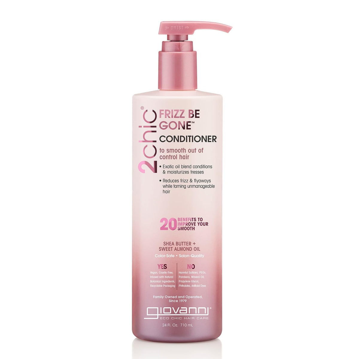 Giovanni 2chic Frizz Be Gone Conditioner Macadamia Oil 24oz - Paraben Free, Vegan, Color Safe