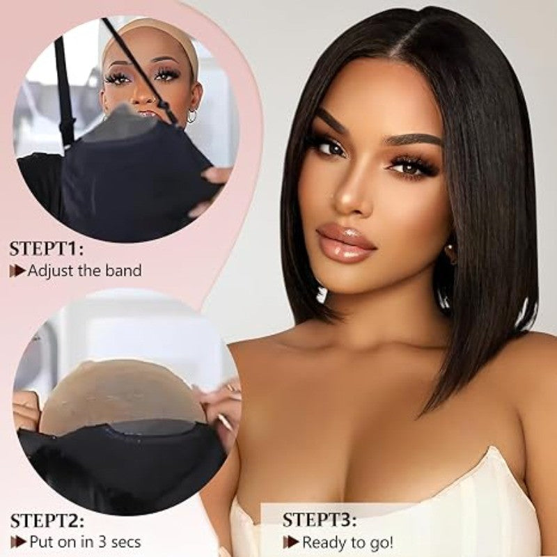 Glueless Human Hair Bob Wig 6x4 HD Lace Pre-Plucked Straight Wig