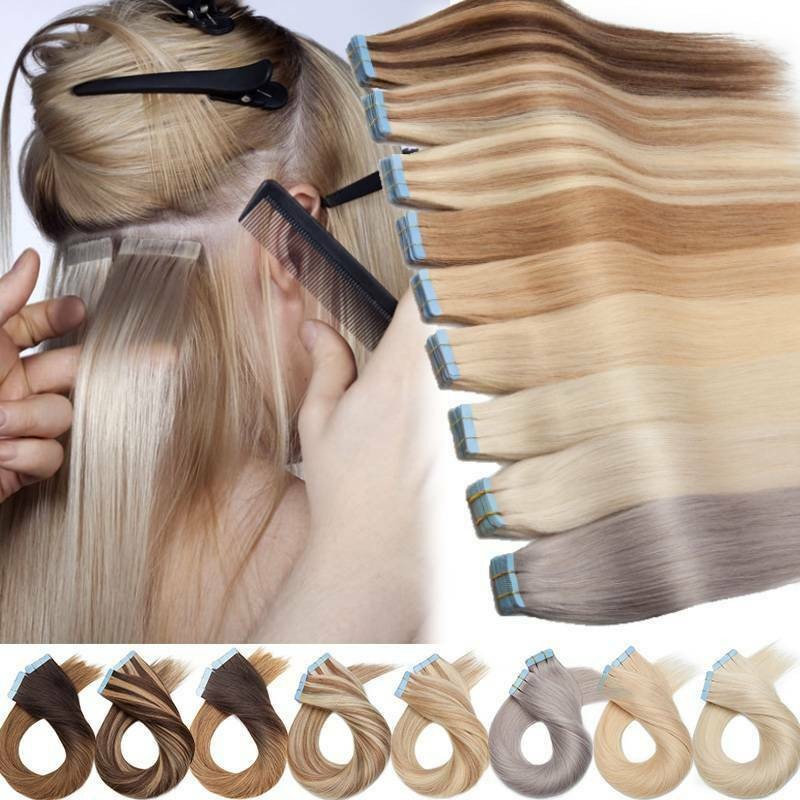 Invisible Skin Weft Tape-in Hair Extensions - Premium Remy Human Hair, Reusable & Seamless