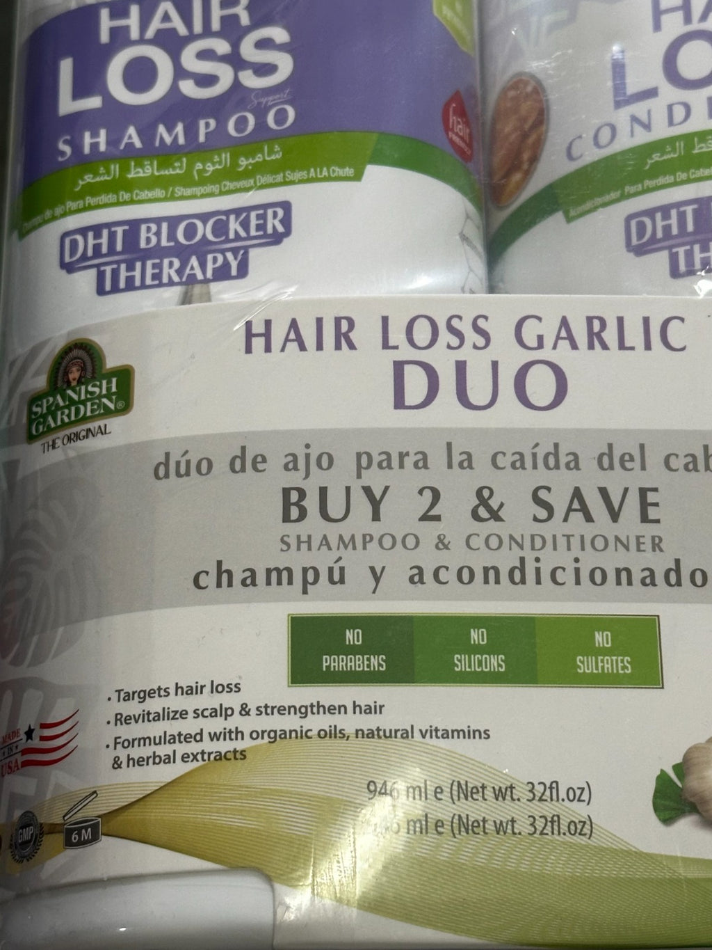 Organic DHT Blocker Hair Loss Shampoo & Conditioner Set - Garlic & Ginkgo