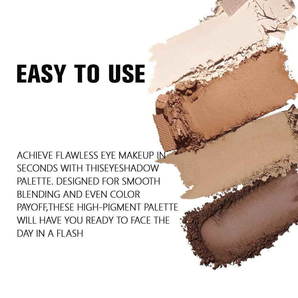 Matte Eyeshadow Quad Palette for Mature Skin - Waterproof Natural Brown