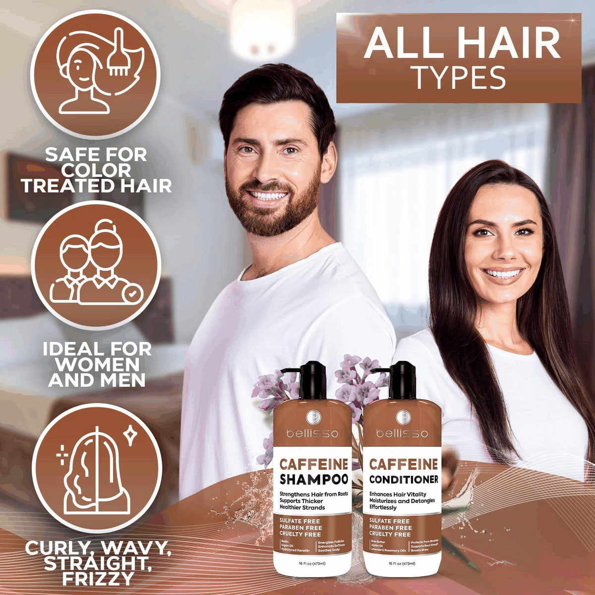 Volumizing Caffeine Shampoo & Conditioner Set for Fine Hair - Thickening & Fullness