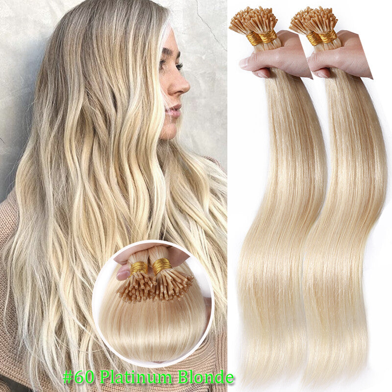 Remy Human Hair Extensions Micro Tip I Tip Keratin Bond 50-200 Strands