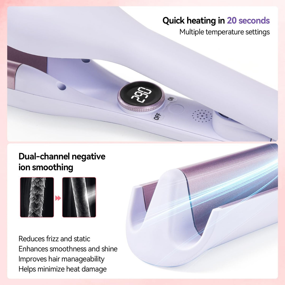 1.25 Inch Double Barrel Hair Waver for Beach Waves - Blue Styling Tool