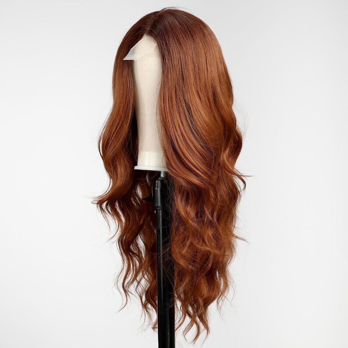 Long Ombre Auburn Wavy Wig for Women - 26 Inch Curly Synthetic Hair