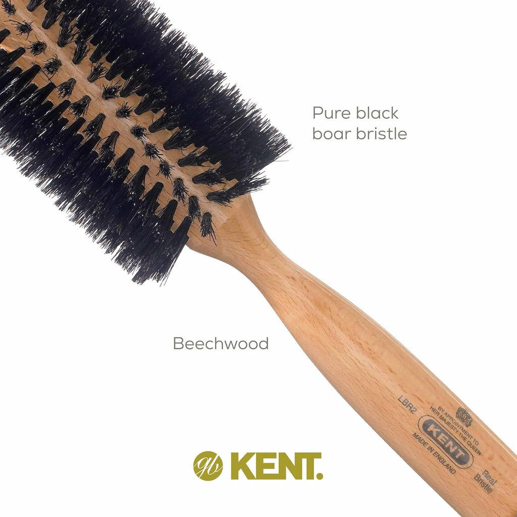 Ladies Black Boar Bristle Medium Round Hair Brush - Salon Quality