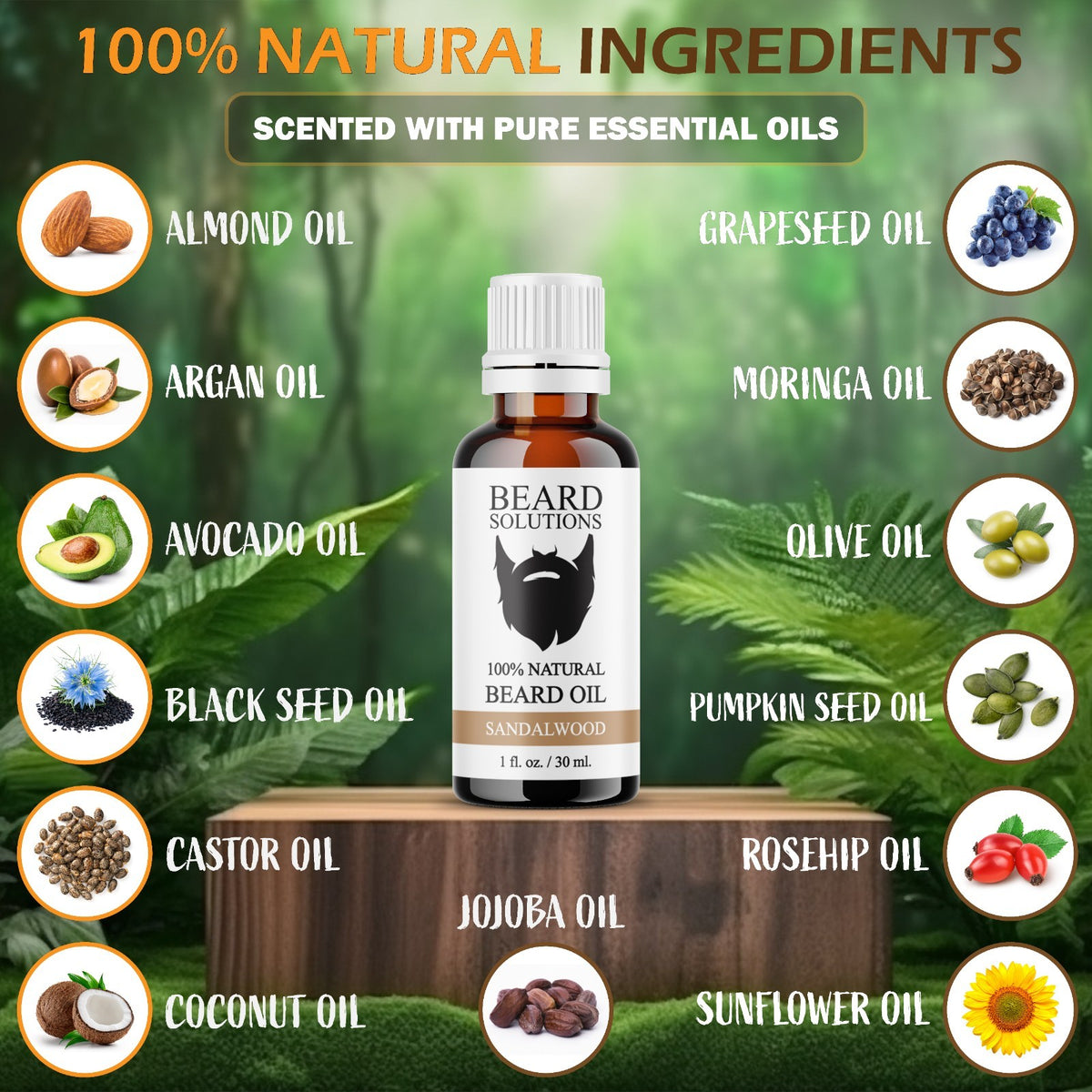 Natural Beard Oil for Men - Nourishing Growth & Softening - 1 oz