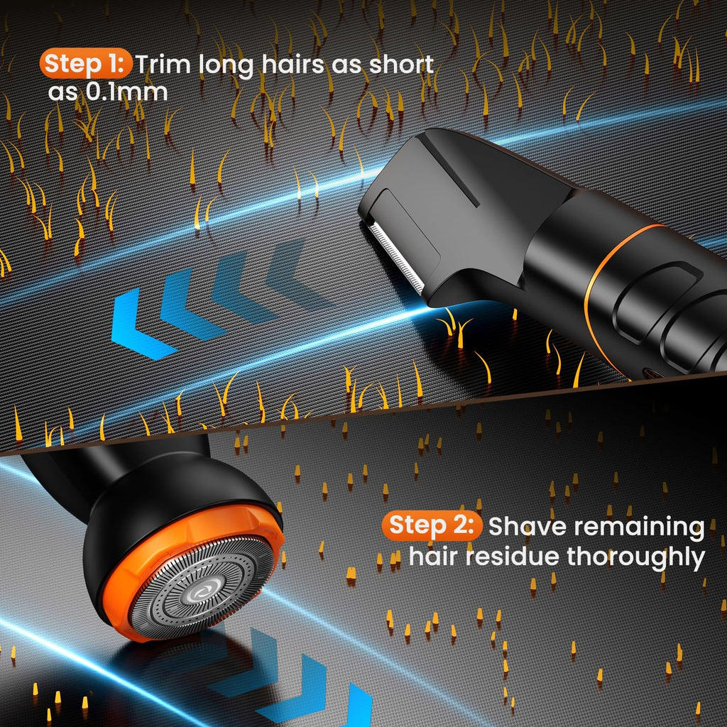Men's All-in-One Body & Pubic Hair Trimmer Waterproof No-Nick Grooming Kit