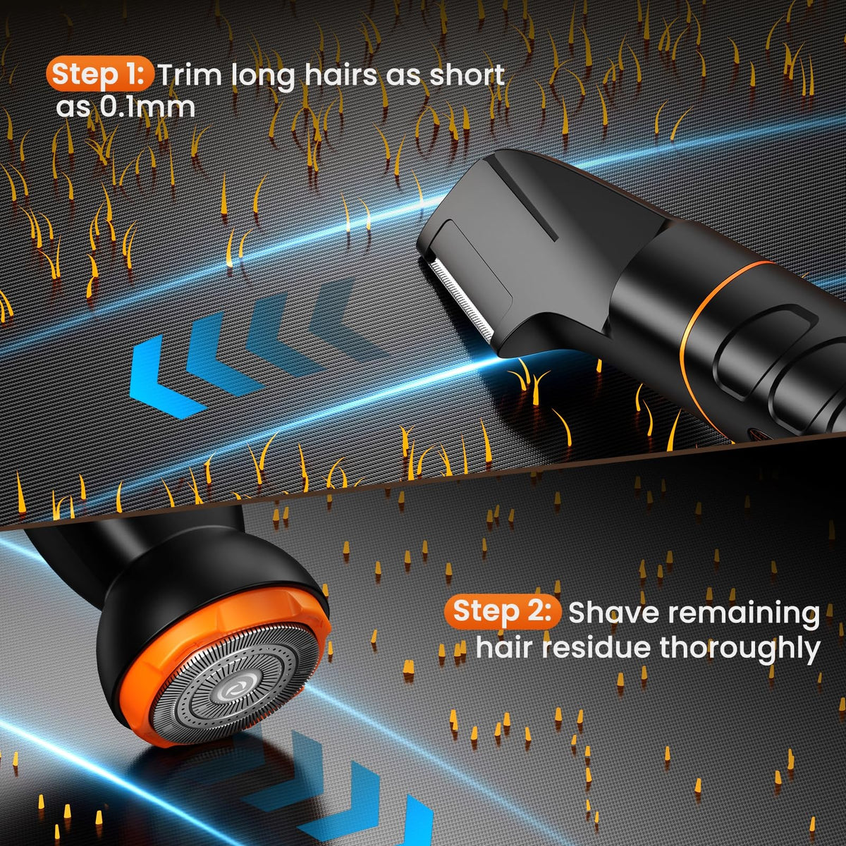 Men's All-in-One Body & Pubic Hair Trimmer Waterproof No-Nick Grooming Kit